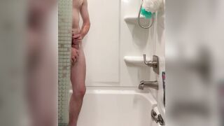 Solo Male Jerks-off inside Shower