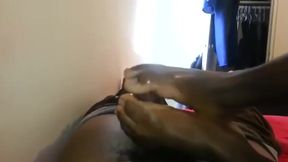 Gay ebony lubed footjob