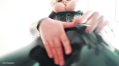 Latex Rubber Selfie Video with Facesitting res. Arya Grander fetish model and Mistress.