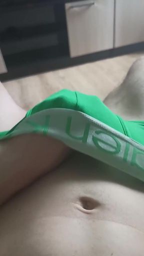 Guy Fondles Dick Through Panties, Skinny Guy