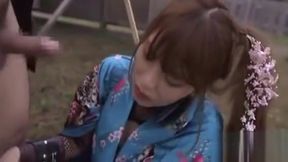 Miku Ohashi, EPIC noodle-stretching session outdoors, gangbang cathouse funnel