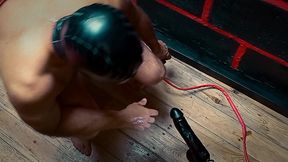 sucking a rubber cock with a dildo in the ass is his pleasure!