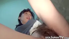 Peeing Japanese Cutie Sucks Cock & Gets Facial