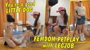 You're a good little doggy! Femdom Petplay! Slave cums only with legjob