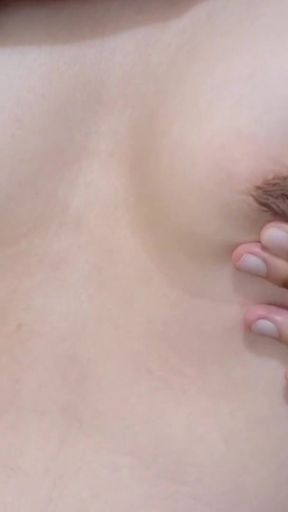 Blonde White Femboy Milking her Nipples and Slapping them with Big Dildo   Clip 2