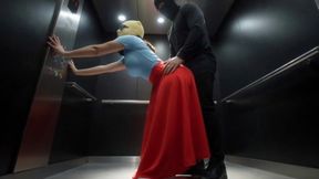 Stepdad Pressing His Petite Big Ass Stepdaughter in the Elevator