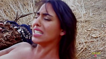 Tattooed girl gets her natural tits and pussy fucked hard outdoors