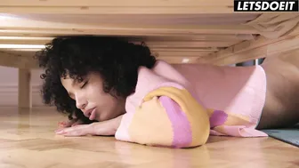 Ebony beauty Romy Indy gets wild with a massive cock in hostel