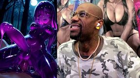 petite long hard cock transgender slime girl oozing slimy cum while cowgirl fucking, ai generated