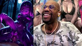 petite long hard cock transgender slime girl oozing slimy cum while cowgirl fucking, ai generated