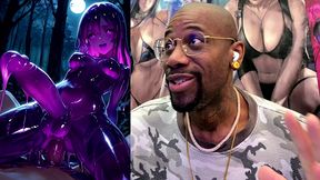 petite long hard cock transgender slime girl oozing slimy cum while cowgirl fucking, ai generated