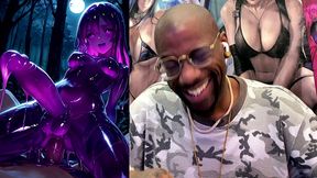 petite long hard cock transgender slime girl oozing slimy cum while cowgirl fucking, ai generated