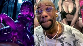 petite long hard cock transgender slime girl oozing slimy cum while cowgirl fucking, ai generated