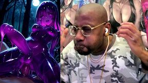 petite long hard cock transgender slime girl oozing slimy cum while cowgirl fucking, ai generated