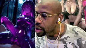 petite long hard cock transgender slime girl oozing slimy cum while cowgirl fucking, ai generated