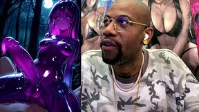 petite long hard cock transgender slime girl oozing slimy cum while cowgirl fucking, ai generated