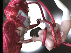 3D anime caught by monster tentacles and sucked bigcock