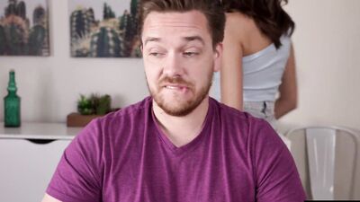Stepbrother fucks in a threesome with his slutty stepsister and her steaming hot girlfriend