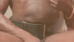 intense verbal leather muscle titplay & edging bate