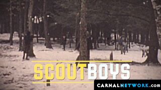 The scoutmaster started to thrust Jack Bailey from behind while Jack sucked Cole's di