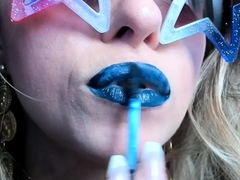Petite Mercy - Blue Lipstick Blowing Bubbles
