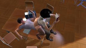 asian girl studying on top of her friend - 3d hentai