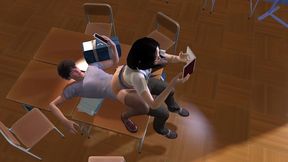 asian girl studying on top of her friend - 3d hentai