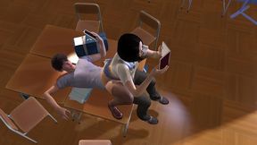 asian girl studying on top of her friend - 3d hentai