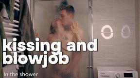Kissing and blowjob in the shower while you're watching