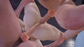 Kariya Mikan in Group Sex - Hentai with Wet Body, Sucking Two Big Dicks, and Double Penetration Hard Fuck and Creampie