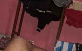 A *** From a Local Village, Naked on the Bed, Fucking with His Hands.