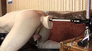 Fucking-machines cums in my ass, dick in chastity belt