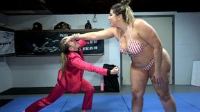 Sinthia Bee CRUSHED & HUMILIATED by Tall Goddess Gia!