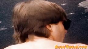 ”Stud tugs on his prick until it erupts with a bunch of cum”