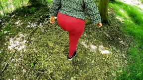 Smashing Her Tits Red in the Forest Parking Lot