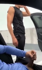 Sitting On A Strangers Cock Inside His Car in the Parking Lot
