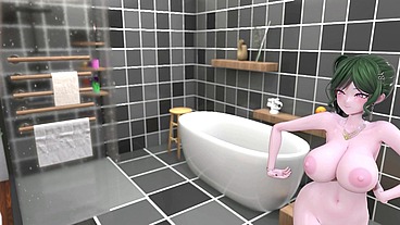 St. Louis Azur Lane Hentai Bathroom Undress Dance Tell Me Song Big Boobs Mmd 3D Green Hair