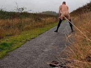 Stockings and swinging extreme ball weights on a cycle path