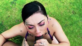 my husband and i get horny outdoors and i give him a good blowjob - lizi love