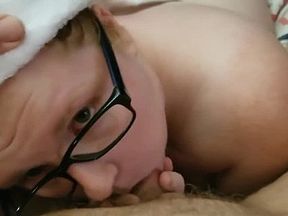 Sensual wife sucking cock after shower