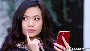 Little Asian stunner doggystyled and treated with spunk