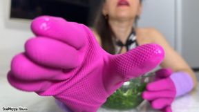 Pink Rubber Glove Mistress Controls Your Mouth and Nose