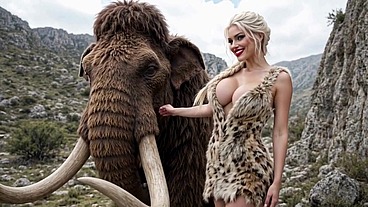 Hot Prehistoric Blonde Teases Perfect Body - Naked Swim & Hard Fuck in Front of Cave AI Generated