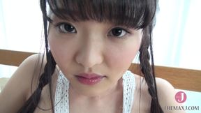 Cute Japanese Petite Gets a Huge Cumshot on Her Tits After POV Riding