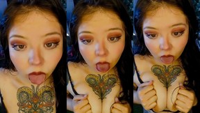 With this tongue I will lick all your cock and balls
