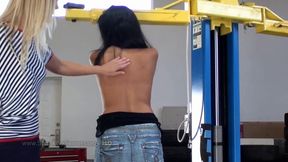Brunette Katty bare back whipped