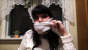 Multi layered self gagging with packed mouth