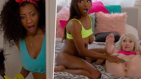 A black stepmother helps her stepdaughter and her black girlfriend to have fun.