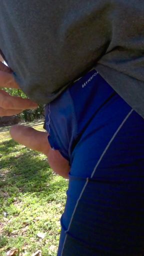 Out for a run with my cock popping out of my shorts   Clip 2