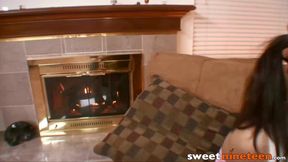 Cozy home turns into a fuck arena with hot brunette teen